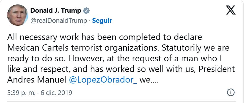 cárteles mexicanos como terroristas