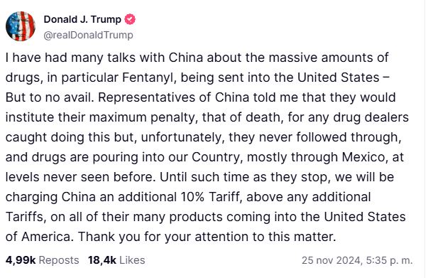 Trump amenaza con aranceles