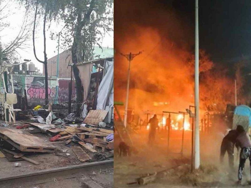 incendio en un campamento migrante en la Ciudad de México
