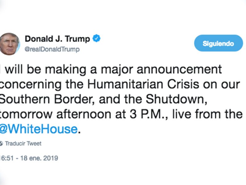 La portavoz de la Casa Blanca, Sarah Sanders, no quiso revelar si el presidente planea declarar una emergencia de gobierno este sábado