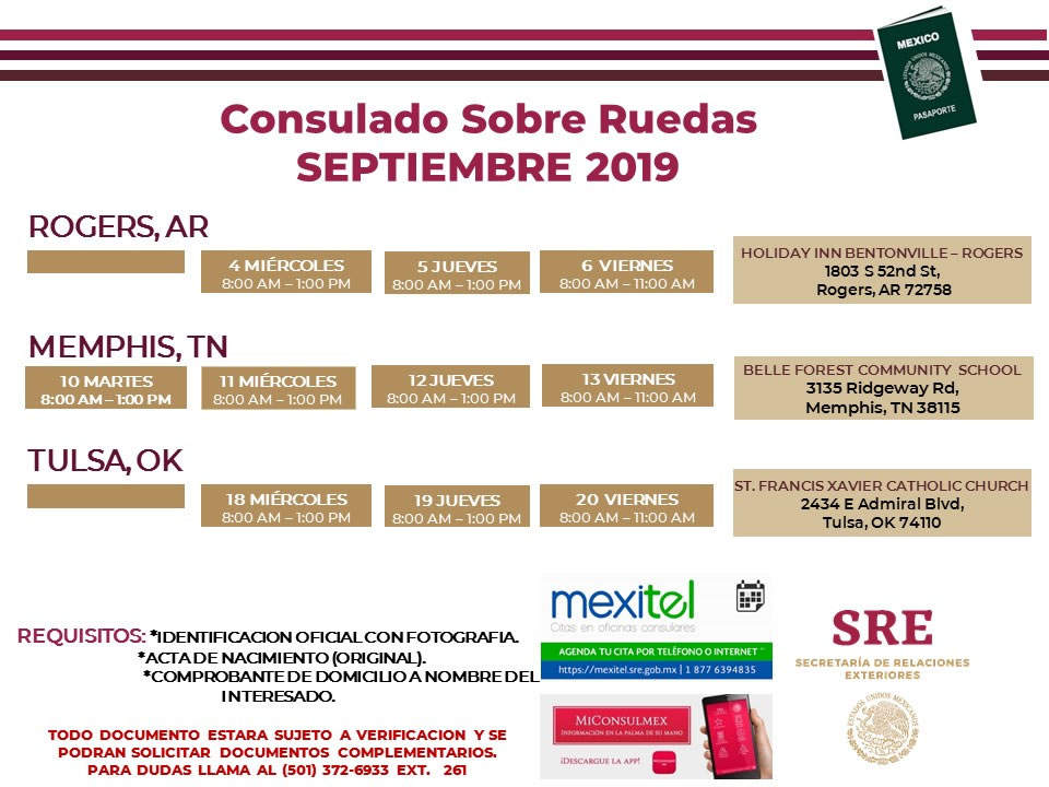Consulado sobre ruedas Little Rock septiembre