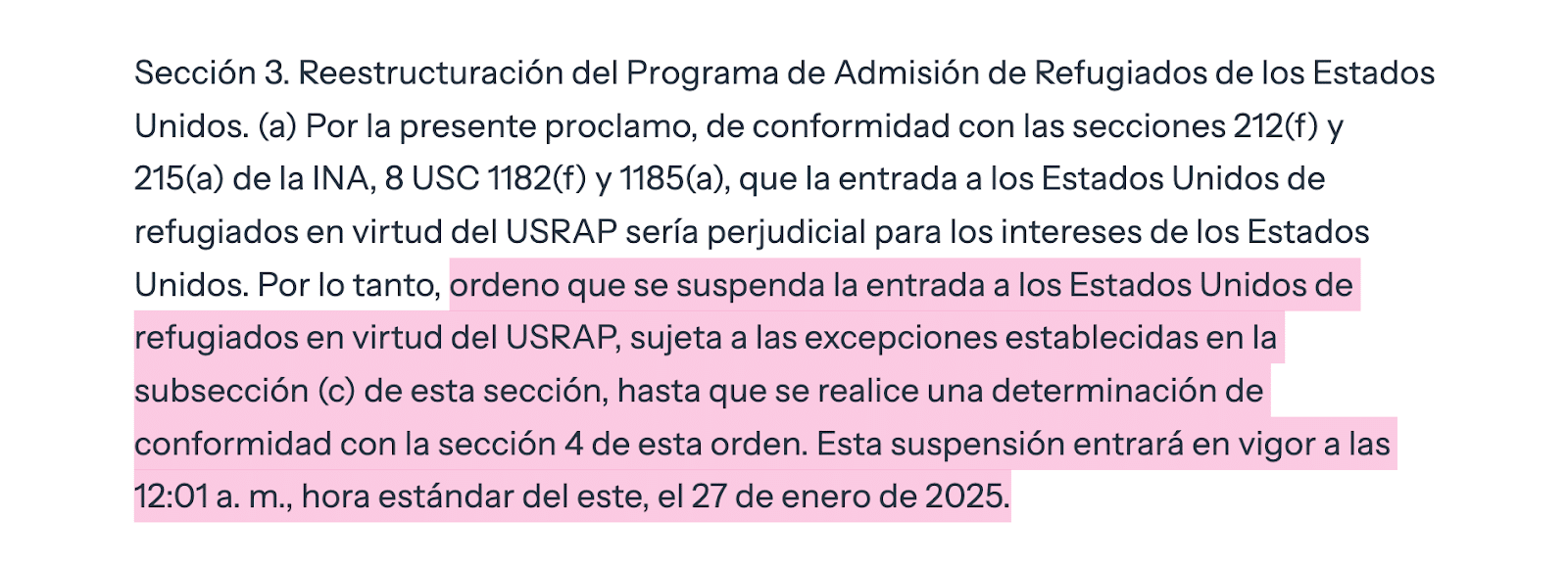 Trump suspende el Programa de Refugiados
reajuste USRAP