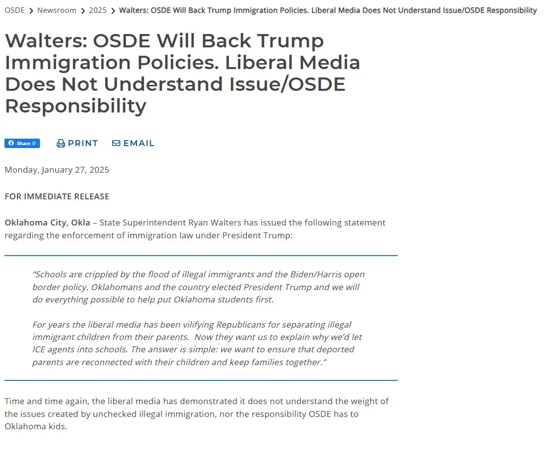 Oklahoma preguntará el estatus migratorio a estudiantes