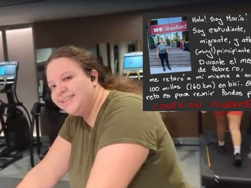 María Zurita es una estudiante de doctorado en la Universidad de Standford que tiene el objetivo de pedalear 100 millas para apoyar las donaciones para ayudar a Conexión Migrante