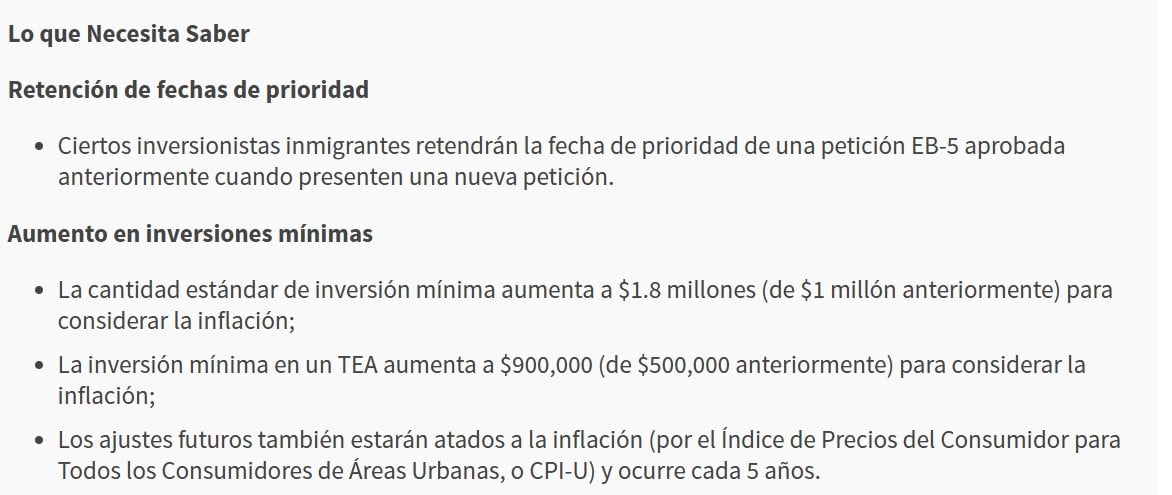 gold card
EB-5 costo
