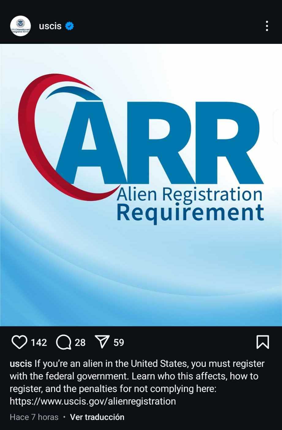 Requisito de Registro de Extranjeros
Alien Registration Requirement
ARR