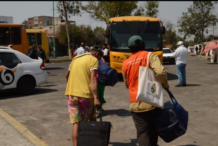 Desalojo del campamento de migrantes, imágen: @SeGob