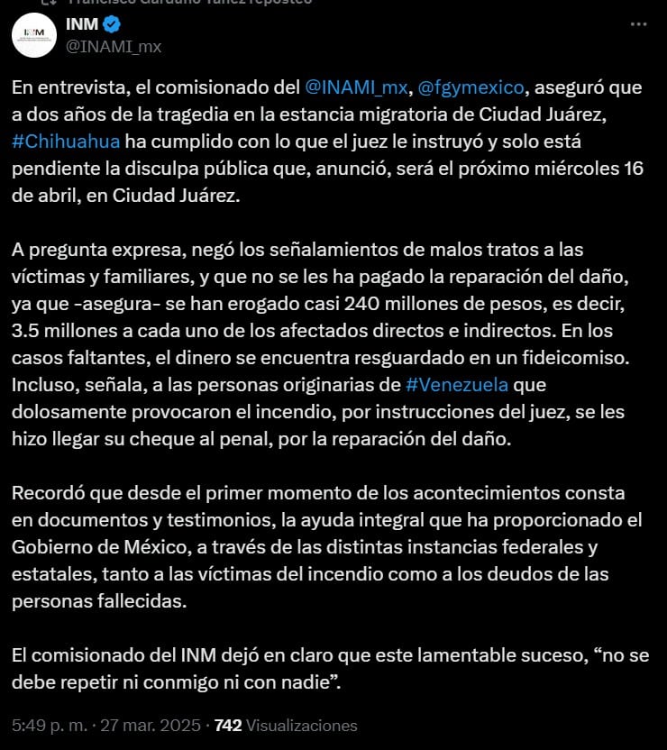 Francisco Garduño se disculpará
