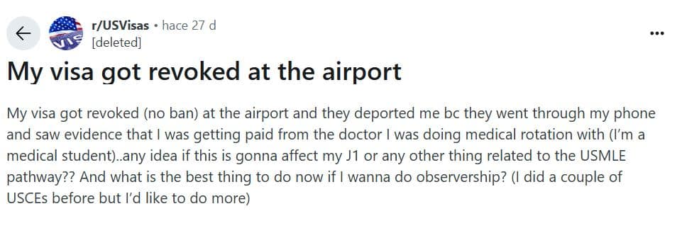 cancelar una visa americana en el aeropuerto