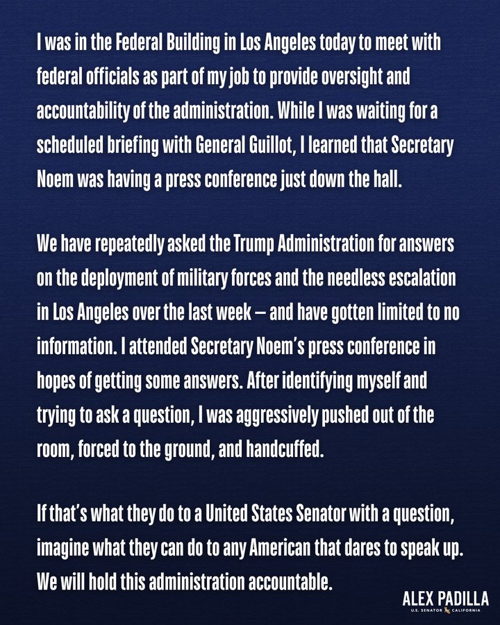 esposan al senador Alex Padilla