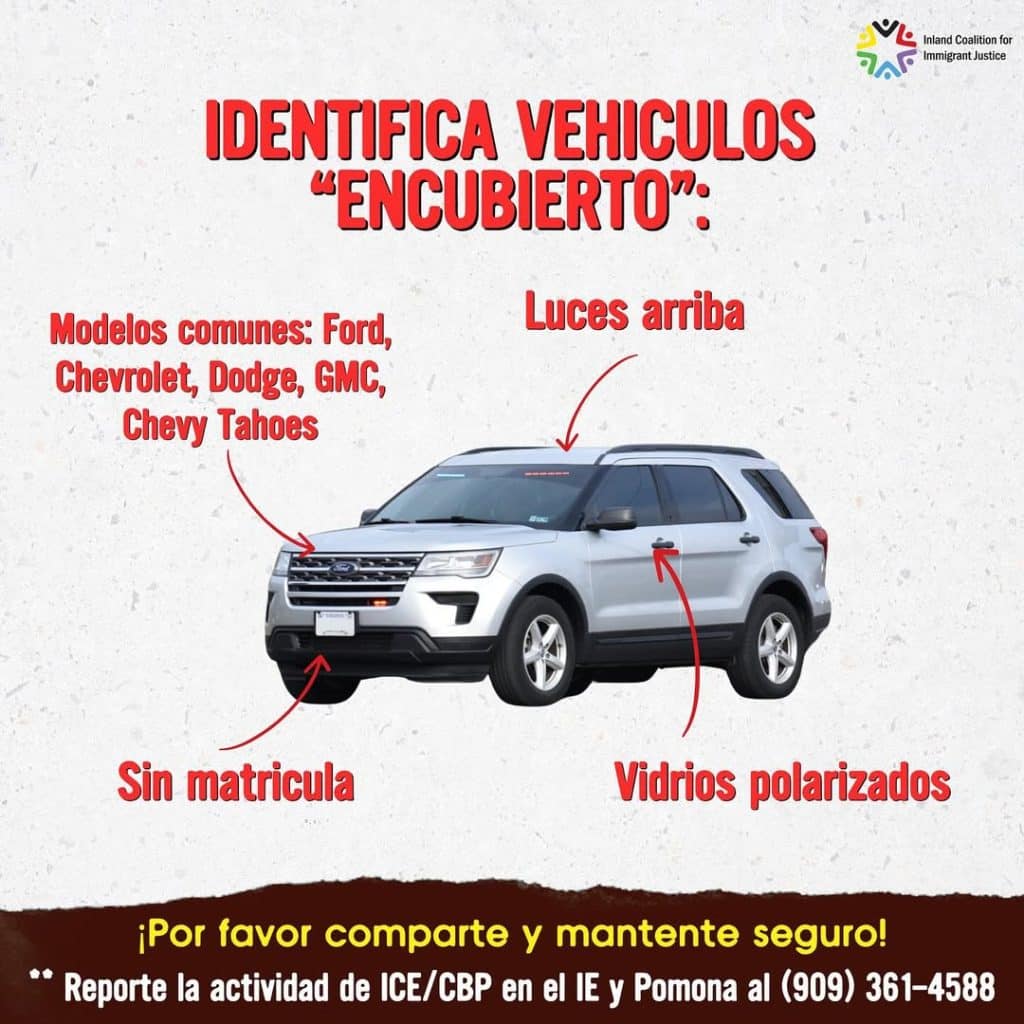 Vehículos encubiertos del servicio de control de inmigración y aduanas