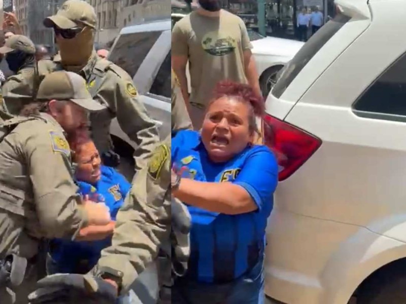 Agentes arrestan a una mujer en Los Ángeles | Foto: Captura de pantalla