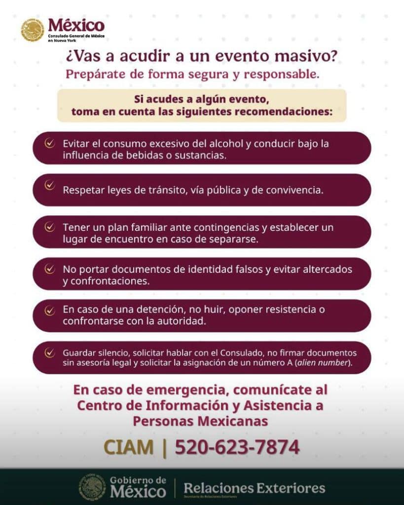 reglas para asistir a un evento en USA