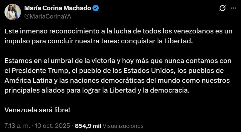 Premio Nobel de la Paz 2025 