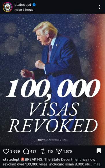 revocó más de 100 mil visas