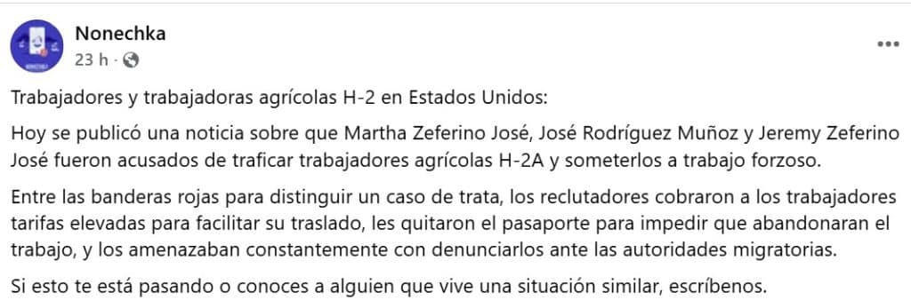 traficar trabajadores agrícolas 