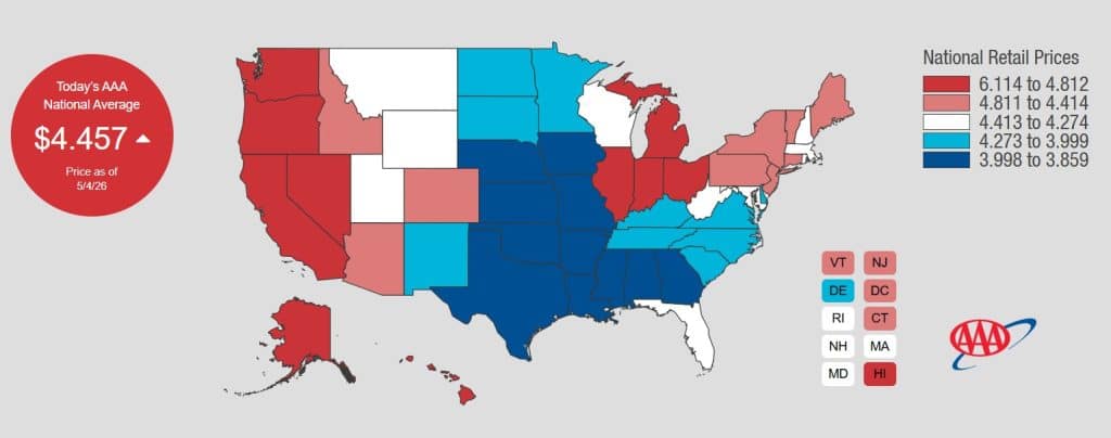 Precio de la gasolina en Estados Unidos en mayo de 2026