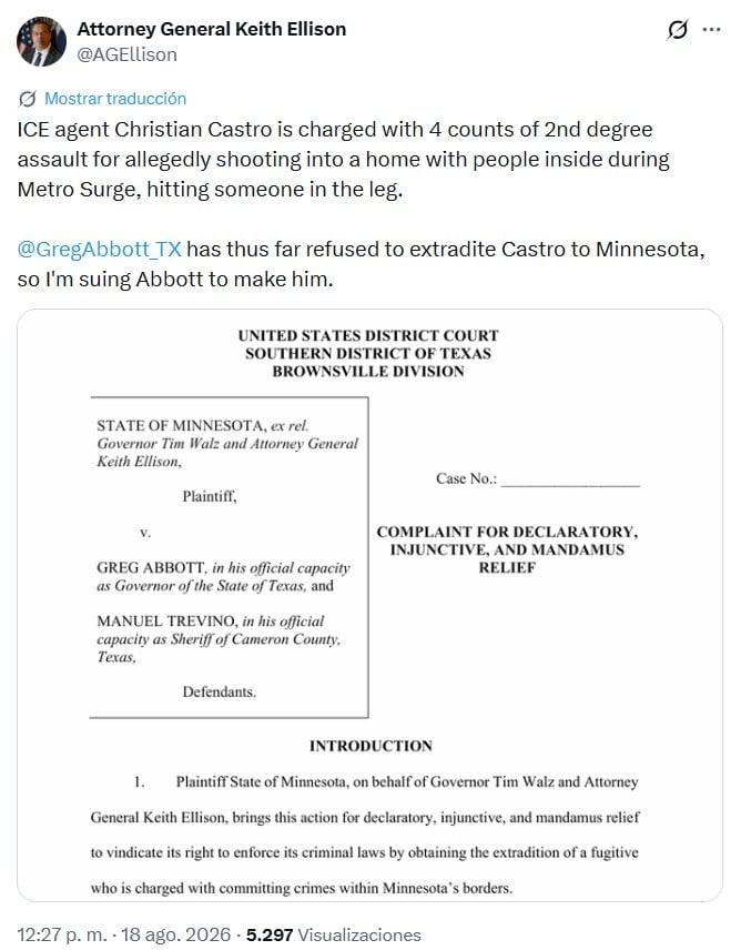Minnesota demanda a Texas