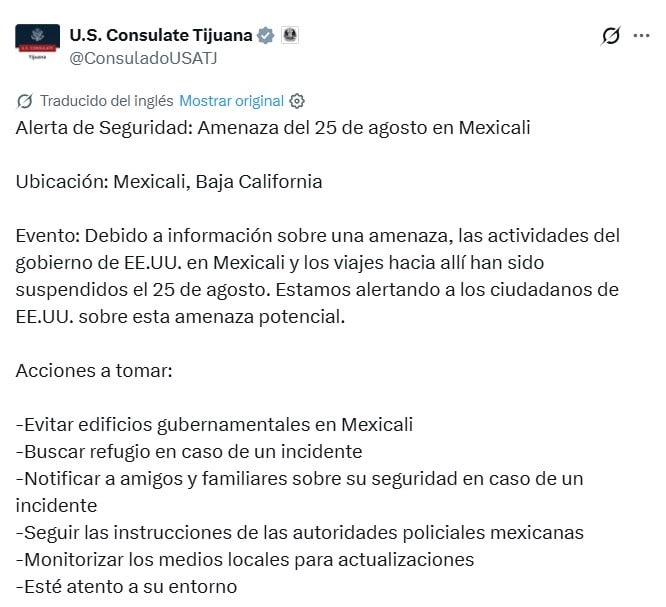 alerta de seguridad en Mexicali